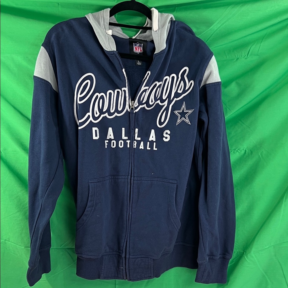 NFL Cowboys Blue and Gray Zip Up Sweater